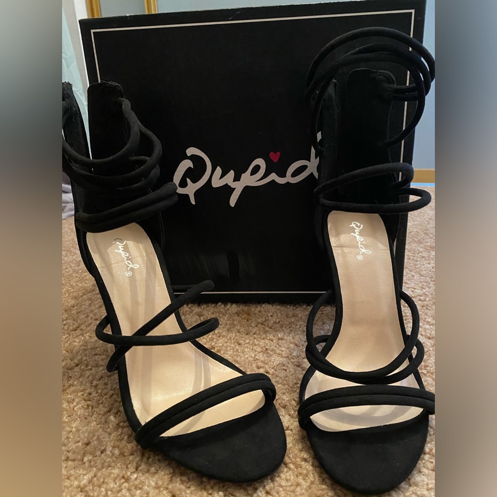 Strappy black heels